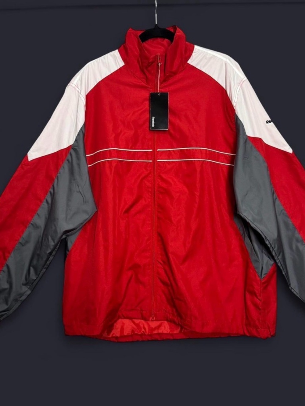 Reebok Red Windbreaker Jacket 90s Y2K Colorblock Full Zip NWT Sz XL Athleisure